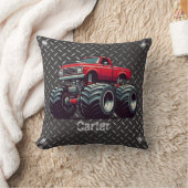 赤いモンスタートラック クッション (ブランケット)