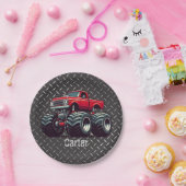 赤いモンスタートラック ペーパープレート (パーティー)