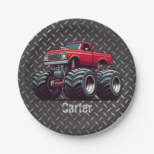 赤いモンスタートラック ペーパープレート (正面)