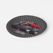 赤いモンスタートラック ペーパープレート (アングル)