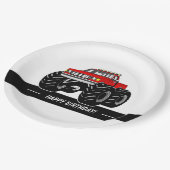 赤いモンスタートラック ペーパープレート (アングル)