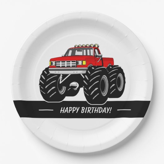 赤いモンスタートラック ペーパープレート (正面)