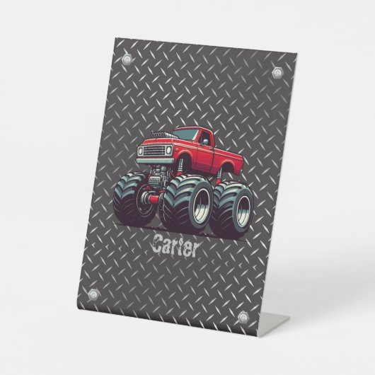 赤いモンスタートラック 台座サイン (正面)