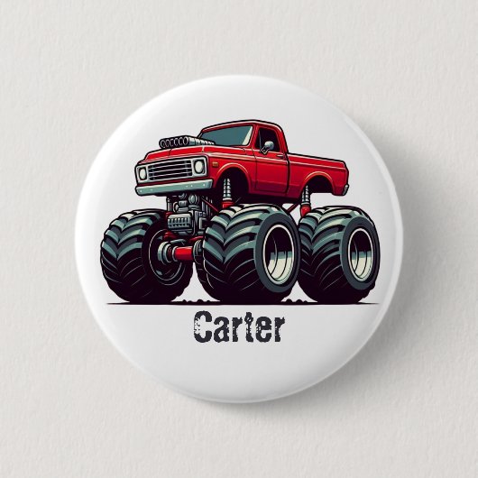 赤いモンスタートラック 缶バッジ (正面)