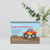 赤いモンスター トラックの誕生日パーティー、子供向け 招待状 (スタンド正面)