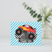 赤いモンスター トラック; チェッカーフラッグ; 青いストライプ ポストカード (スタンド正面)