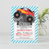 赤いモンスター トラック; チェッカーフラッグ; 青いストライプ 招待状 (スタンド正面)