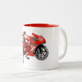 赤いモーターバイクおよびパイロット ツートーンマグカップ (正面右)