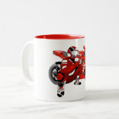 赤いモーターバイクおよびパイロット ツートーンマグカップ (正面左)