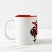 赤いモーターバイクおよびパイロット ツートーンマグカップ (左)