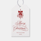 赤いヤドリギのメリークリスマス | フェリズナビダッド ギフトタグ (正面)