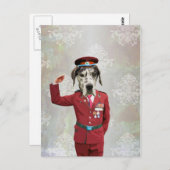 赤いユニフォームのおもしろい犬 ポストカード (正面/裏面)