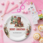 赤いユニークカウボーイのブーツを持つ西部スタイル ペーパープレート (パーティー)