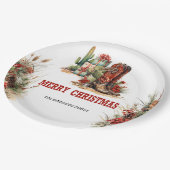 赤いユニークカウボーイのブーツを持つ西部スタイル ペーパープレート (アングル)