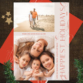 赤いユニーククリスマスワーク | 2フォトフレームHAPPY シーズンカード