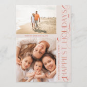 赤いユニーククリスマスワーク | 2フォトフレームHAPPY シーズンカード (正面)