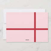 赤いユニークピンクのギフトボウ写真メリークリスマス シーズンカード (裏面)