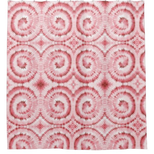 赤いユニーク渦巻模様シャワーカーテン シャワーカーテン (正面)