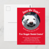 赤いユニーク笑顔の犬ペットケアイベントアラーム ポストカード (正面/裏面)