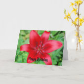 赤いユリのハッピーバースデー カード (黄色い花)