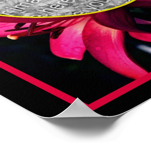 赤いユリの花枠自分の写真を作成 ポスター (角)