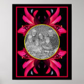 赤いユリの花枠自分の写真を作成 ポスター (正面)