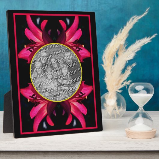 赤いユリの花自分の写真を作成 フォトプラーク (側面)