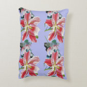 赤いユリ ライラック モーブ ユリの花 モチーフ クッション (裏面(縦))