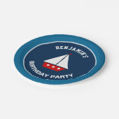 赤いヨットの航海のな誕生会 ペーパープレート (アングル)