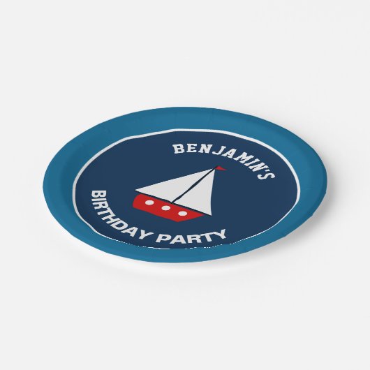 赤いヨットの航海のな誕生会 ペーパープレート (アングル)