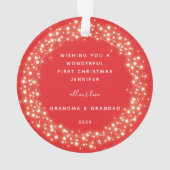 赤いラきらめくイトベビー初めてのクリスマス写真 オーナメント (裏面)