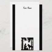 赤いライディングフードウルフ黒いシルエットで白 便箋 (正面/裏面)