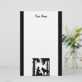 赤いライディングフードウルフ黒いシルエットで白 便箋 (スタンド正面)