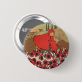 赤いライディングフードケシのボタン 缶バッジ (正面&裏面)