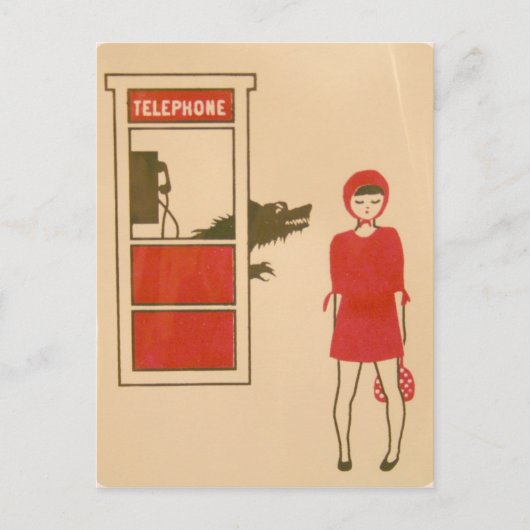 赤いライディングフードハガキ ポストカード (正面)