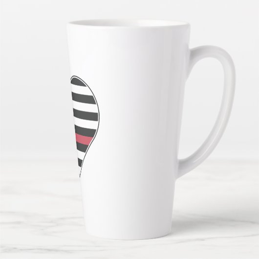 赤いラインの旗ハート カフェラテマグ (右)