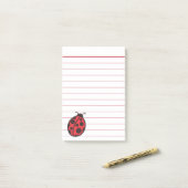 赤いラインのLadybug Post It Notes ポストイット (デスク上)