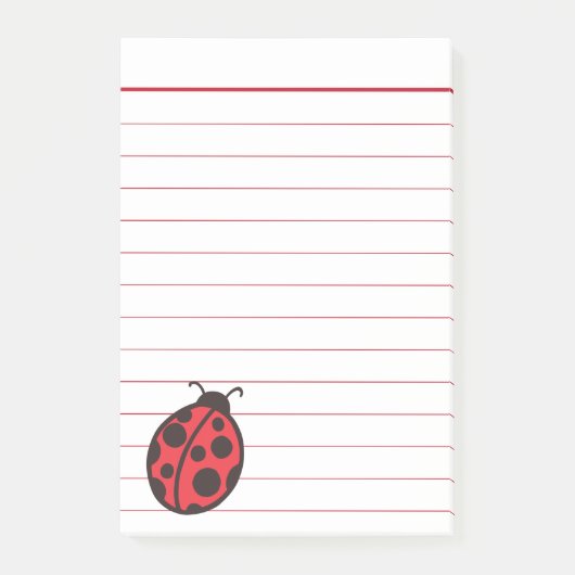 赤いラインのLadybug Post It Notes ポストイット (正面)