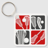 赤いラクロスの棒と玉 キーホルダー (正面)