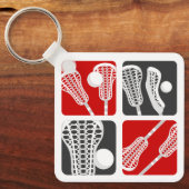 赤いラクロスの棒と玉 キーホルダー (正面)