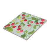 赤いラズベリーの実葉、花 タイル (側面)