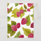 赤いラズベリーの水彩画 フルーツペイント ポストカード (正面)