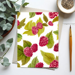 赤いラズベリーの水彩画 フルーツペイント ポストカード