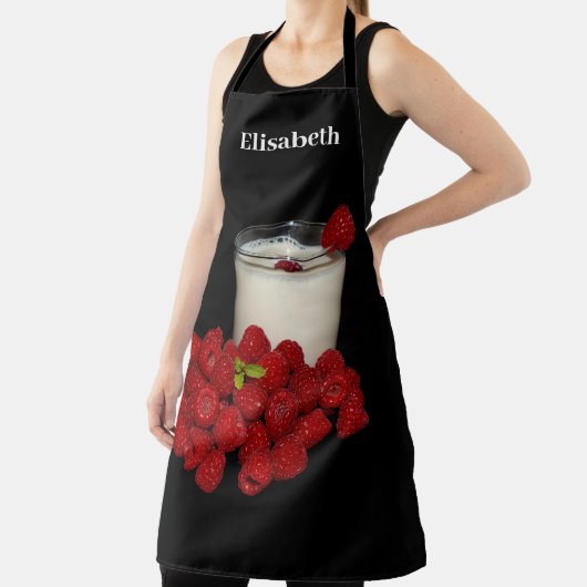 赤いラズベリーの白いミルク エプロン (インサイチュ)