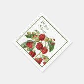 赤いラズベリーの茎 スタンダードカクテルナプキン (角)