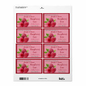赤いラズベリージャムまたは缶詰ジャーを保存 ラベル (フルシート)