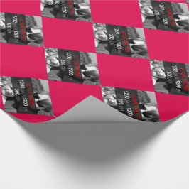 赤いラッピングで自分の写真を使用紙 ラッピングペーパー