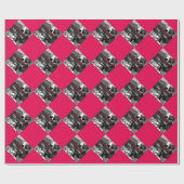 赤いラッピングで自分の写真を使用紙 ラッピングペーパー (フラット)