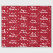 赤いラッピングの雪片が楽しめるクリスマス文字 ラッピングペーパー (フラット)