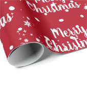 赤いラッピングの雪片が楽しめるクリスマス文字 ラッピングペーパー (ロールコーナー)